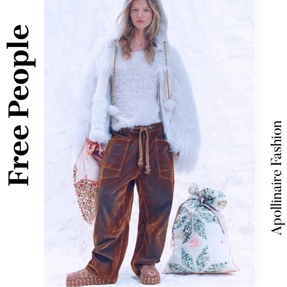 WE THE FREE VELVET BARREL JEANS IN BURNT RUST SIZE 27 & 26 NWT